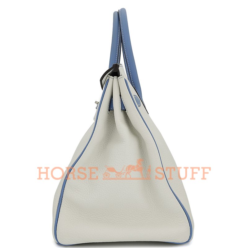 Hermès Birkin 35 Special Order HSS White / Blue Paradise Clemence PHW