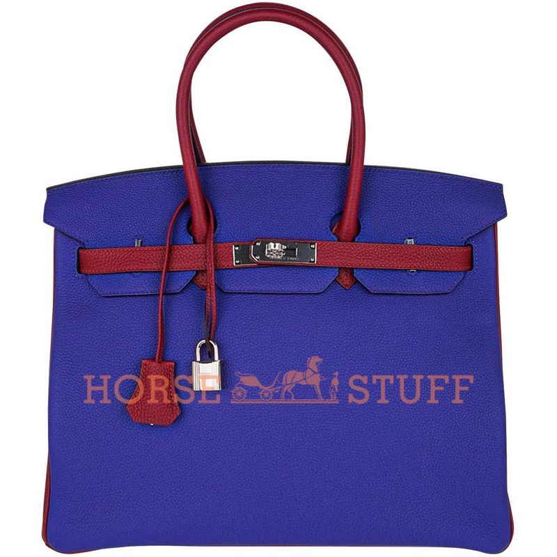 Hermès Birkin 35 Special Order HSS Blue Electrique / Rouge Grenat Togo PHW