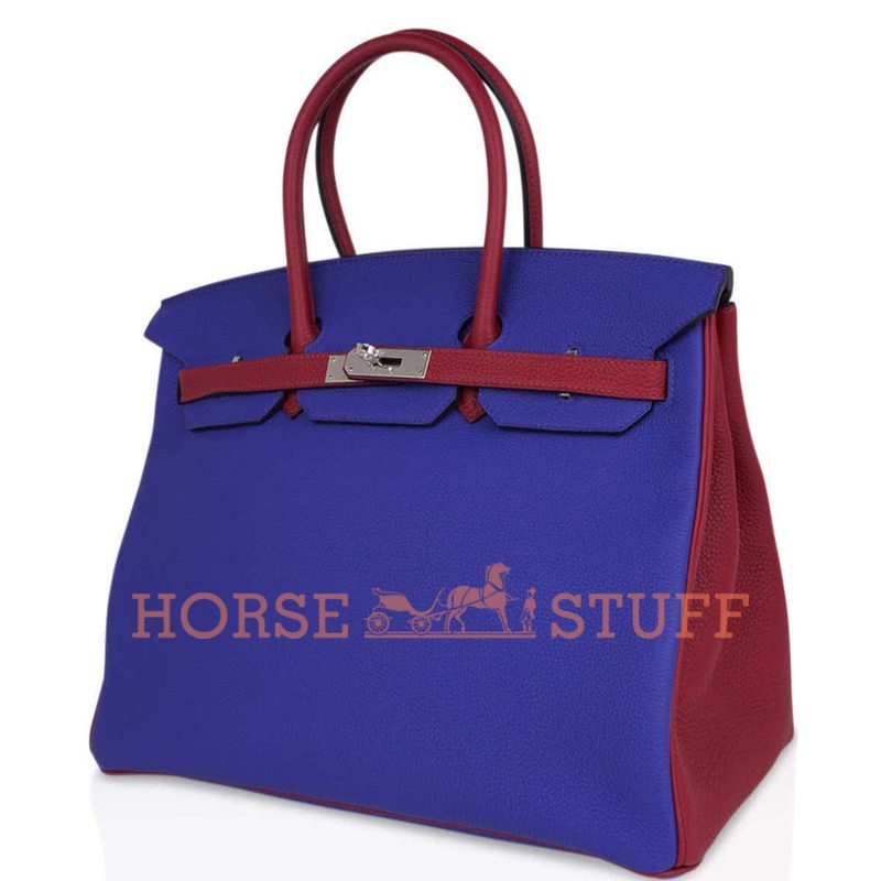 Hermès Birkin 35 Special Order HSS Blue Electrique / Rouge Grenat Togo PHW