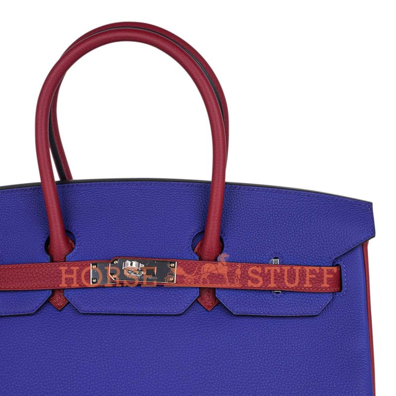 Hermès Birkin 35 Special Order HSS Blue Electrique / Rouge Grenat Togo PHW