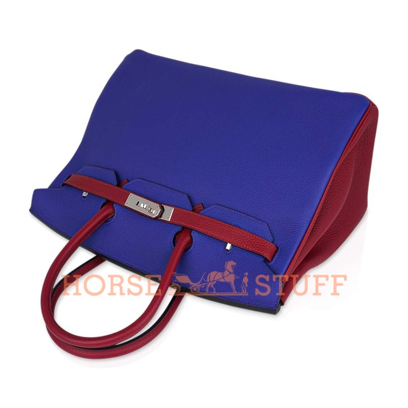 Hermès Birkin 35 Special Order HSS Blue Electrique / Rouge Grenat Togo PHW