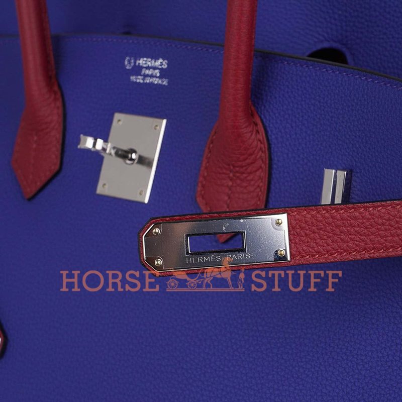 Hermès Birkin 35 Special Order HSS Blue Electrique / Rouge Grenat Togo PHW