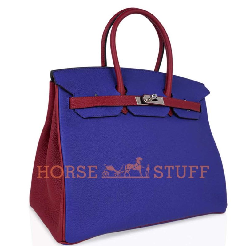 Hermès Birkin 35 Special Order HSS Blue Electrique / Rouge Grenat Togo PHW