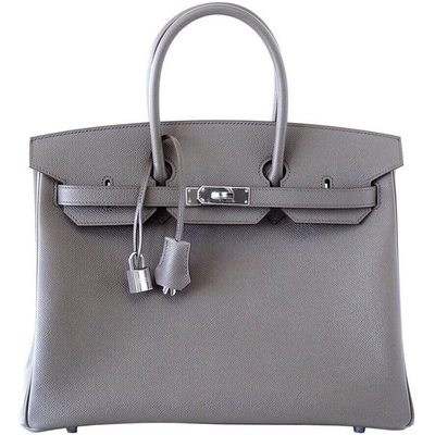 Hermès Birkin 35 Special Order Verso Etain / Rouge Casaque Epsom PHW