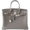 Hermès Birkin 35 Special Order Verso Etain / Rouge Casaque Epsom PHW