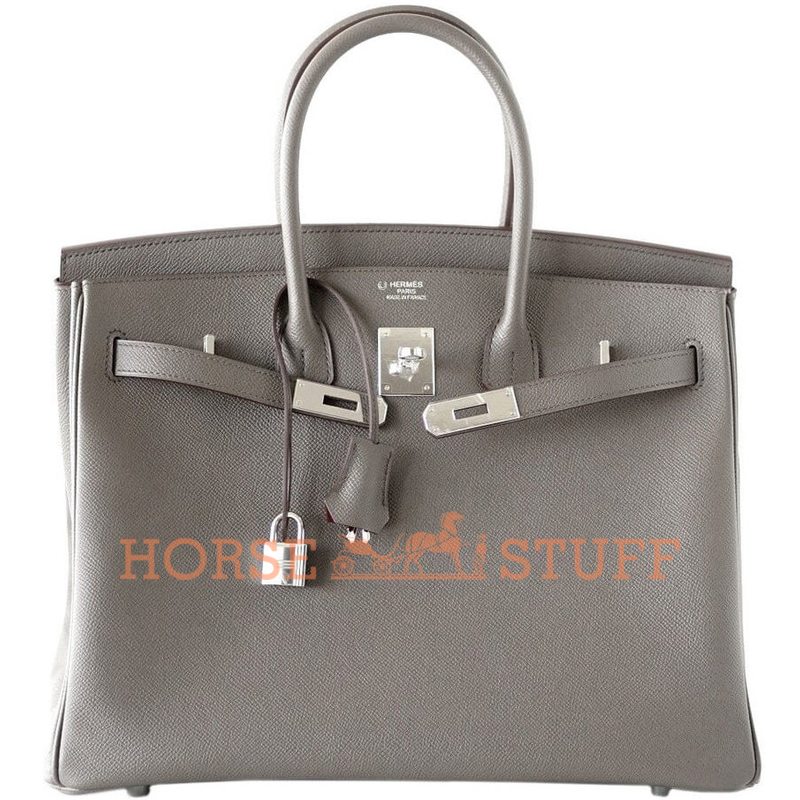 Hermès Birkin 35 Special Order Verso Etain / Rouge Casaque Epsom PHW