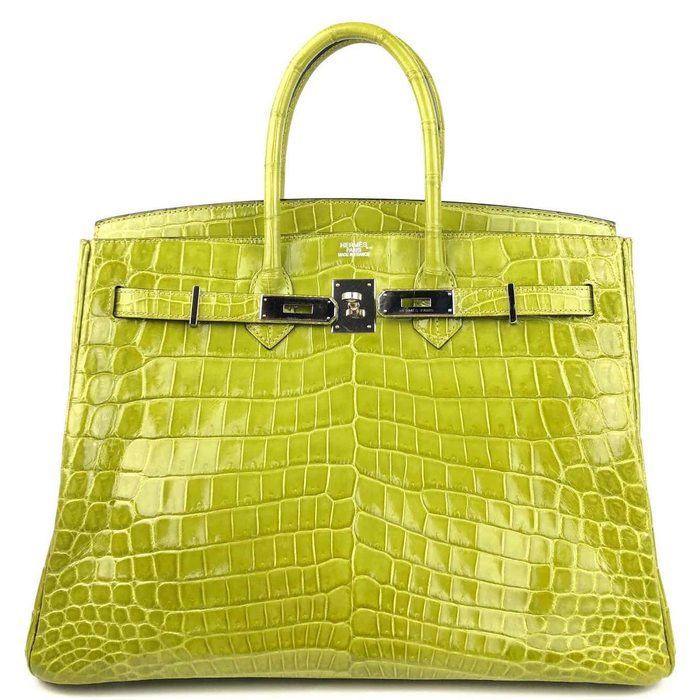 Hermes Birkin bag 30cm Nilo crocodile perfect scales Vert anis and