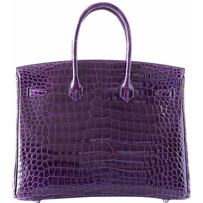 Hermès Birkin 35 Amethyst Lisse Crocodile Porosus PHW