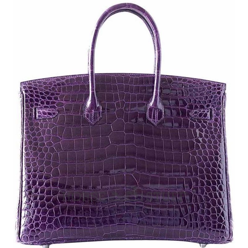 Hermès Birkin 35 Amethyst Lisse Crocodile Porosus PHW