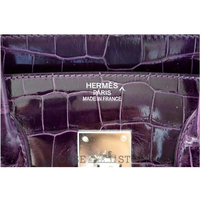 Hermès Birkin 35 Amethyst Lisse Crocodile Porosus PHW