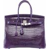 Hermès Birkin 35 Amethyst Lisse Crocodile Porosus PHW