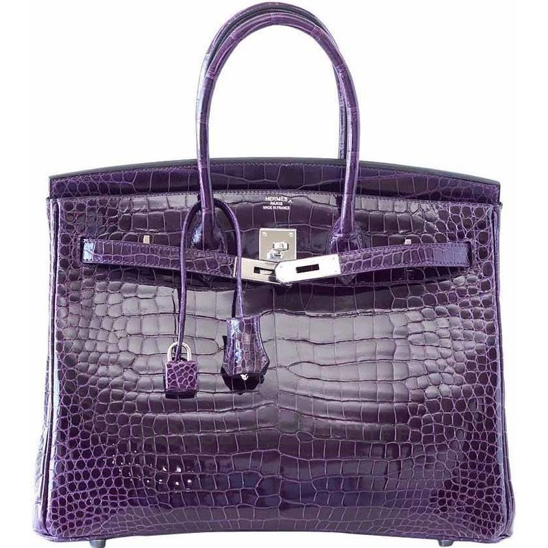 Hermès Birkin 35 Amethyst Lisse Crocodile Porosus PHW