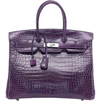 Hermès Birkin 35 Amethyst Lisse Crocodile Porosus PHW