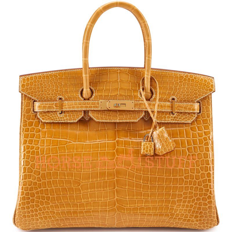 Hermès Birkin 35 Beige Sable Lisse Crocodile Porosus GHW