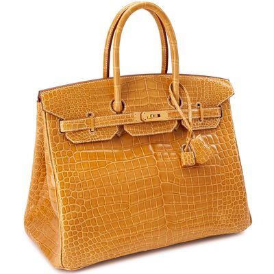 Hermès Birkin 35 Beige Sable Lisse Crocodile Porosus GHW