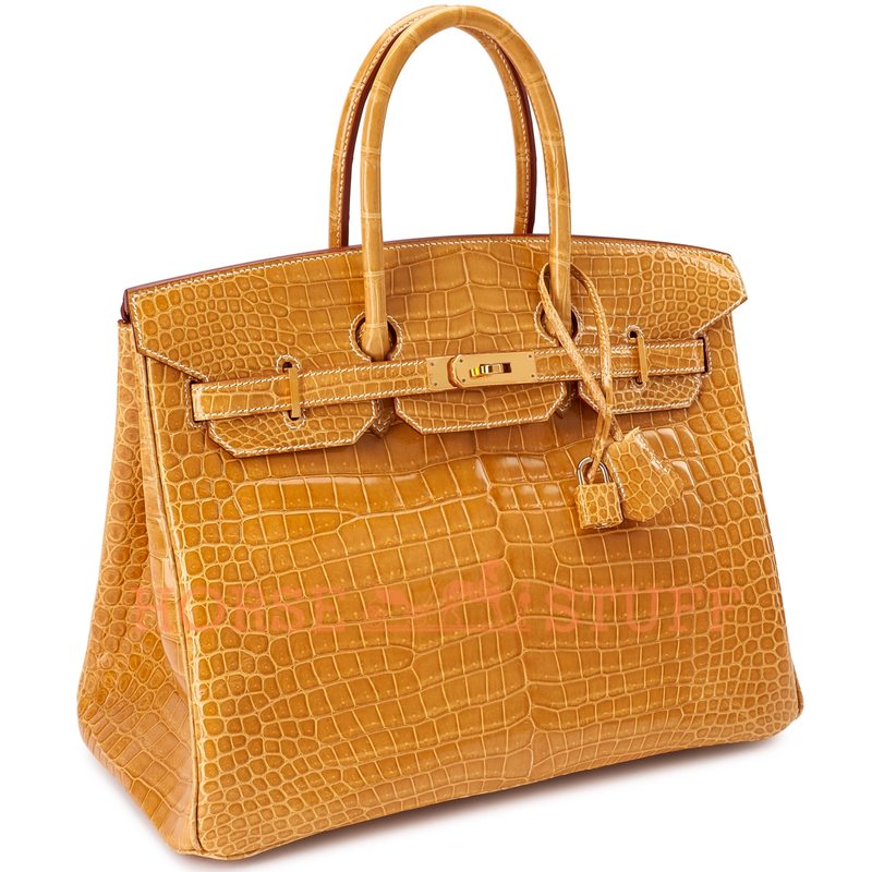 Hermès Birkin 35 Beige Sable Lisse Crocodile Porosus GHW