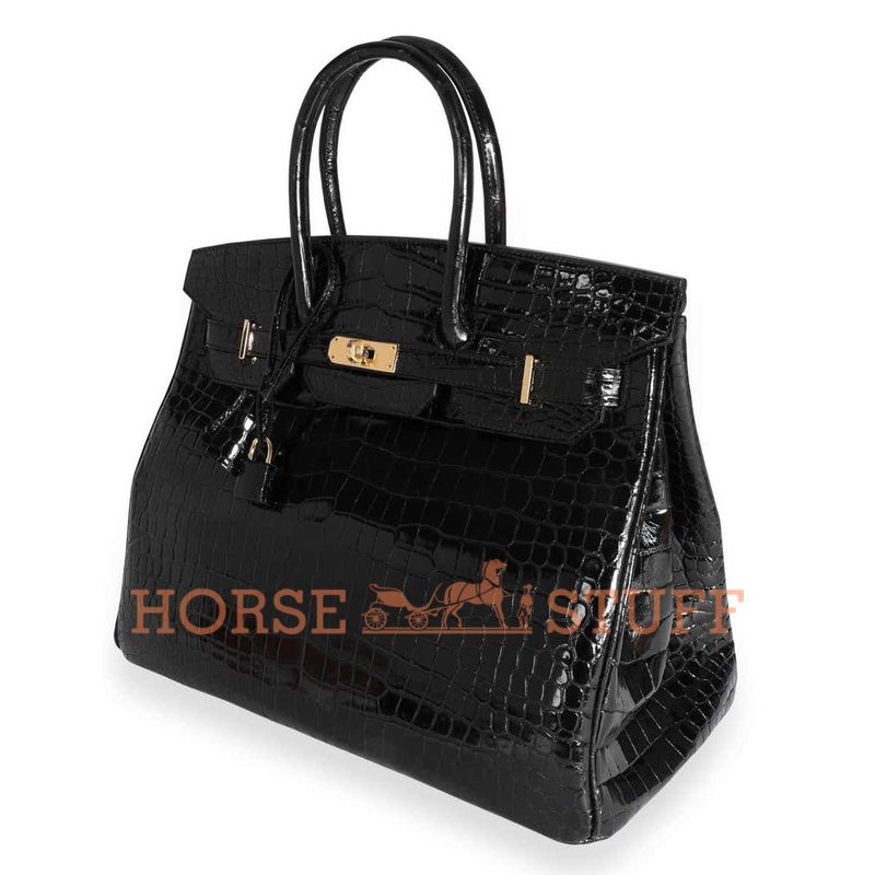 Hermès Birkin 35 Black Lisse Crocodile Porosus GHW