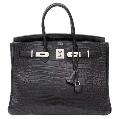 Hermès Birkin 35 Black Matte Crocodile Porosus PHW