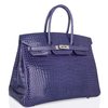 Hermès Birkin 35 Blue Brighton Lisse Crocodile Porosus PHW