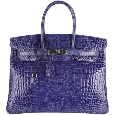 Hermès Birkin 35 Blue Brighton Lisse Crocodile Porosus PHW