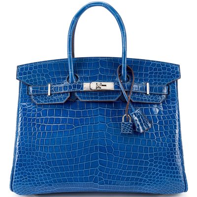 Hermès Birkin 35 Blue Royal Lisse Crocodile Porosus PHW