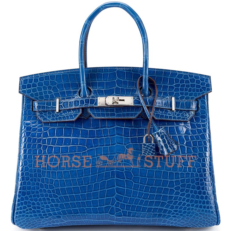 Hermès Birkin 35 Blue Royal Lisse Crocodile Porosus PHW