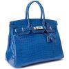 Hermès Birkin 35 Blue Royal Lisse Crocodile Porosus PHW