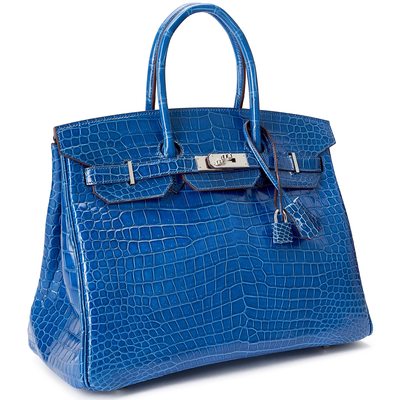 Hermès Birkin 35 Blue Royal Lisse Crocodile Porosus PHW