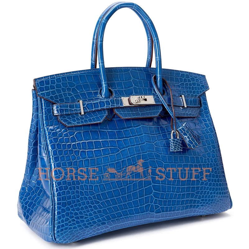 Hermès Birkin 35 Blue Royal Lisse Crocodile Porosus PHW