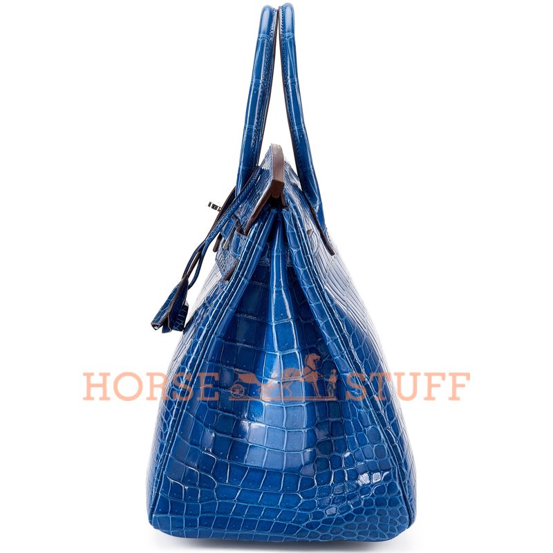 Hermès Birkin 35 Blue Royal Lisse Crocodile Porosus PHW