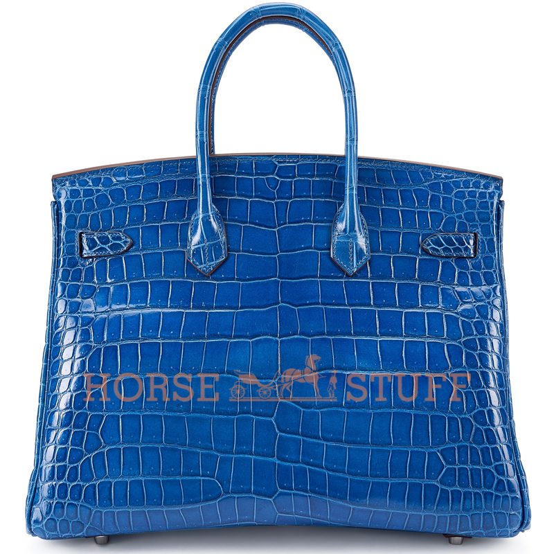 Hermès Birkin 35 Blue Royal Lisse Crocodile Porosus PHW