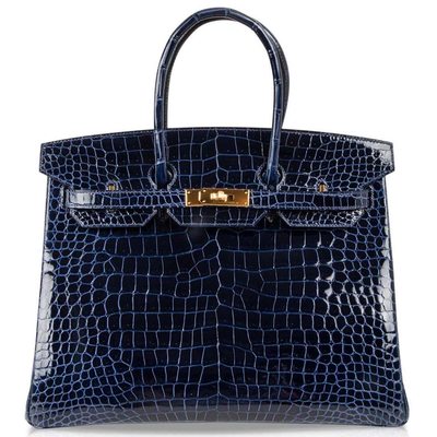 Hermès Birkin 35 Blue Sapphire Lisse Crocodile Porosus GHW