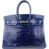 Hermès Birkin 35 Blue Sapphire Lisse Crocodile Porosus PHW