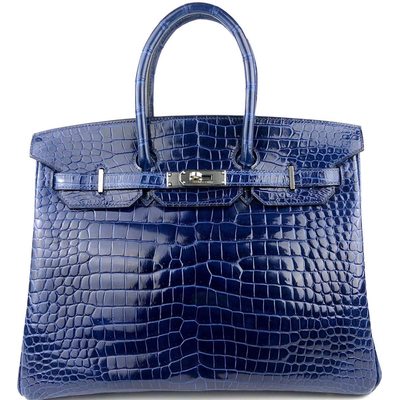 Hermès Birkin 35 Blue Sapphire Lisse Crocodile Porosus PHW