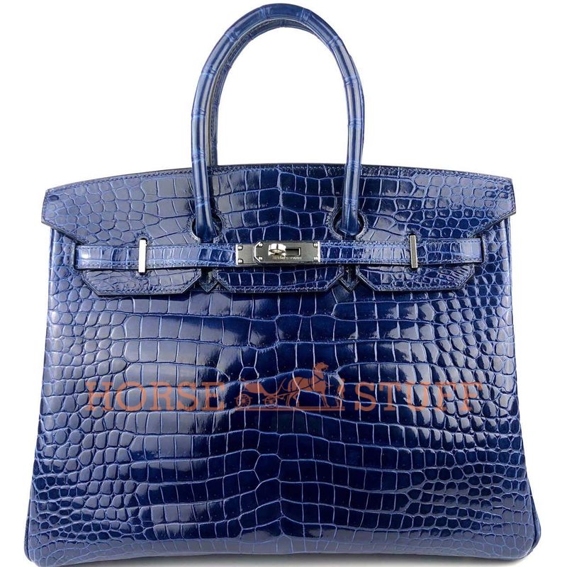 Hermès Birkin 35 Blue Sapphire Lisse Crocodile Porosus PHW