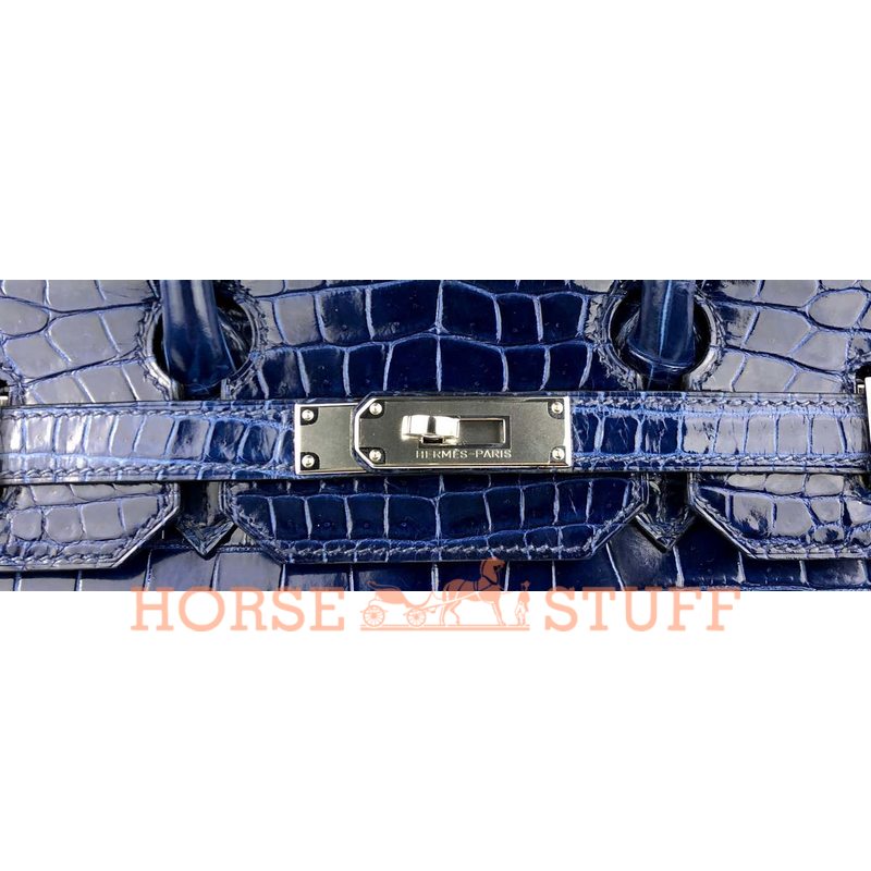 Hermès Birkin 35 Blue Sapphire Lisse Crocodile Porosus PHW