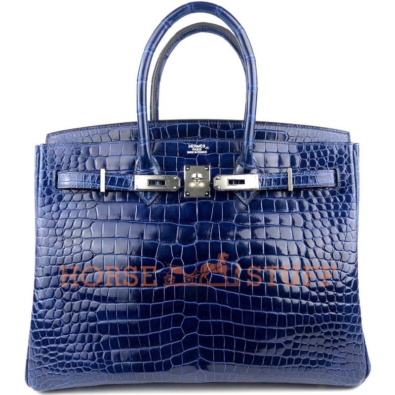 Hermès Birkin 35 Blue Sapphire Lisse Crocodile Porosus PHW