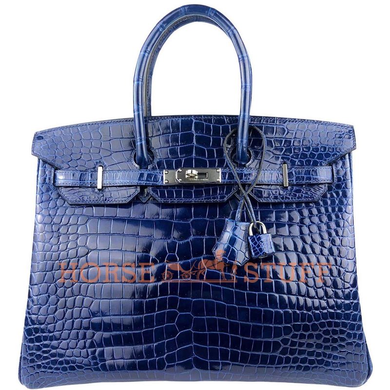 Hermès Birkin 35 Blue Sapphire Lisse Crocodile Porosus PHW