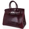 Hermès Birkin 35 Bordeaux Lisse Crocodile Porosus White 18K Gold, Diamonds