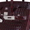 Hermès Birkin 35 Bordeaux Lisse Crocodile Porosus White 18K Gold, Diamonds