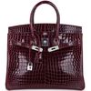 Hermès Birkin 35 Bordeaux Lisse Crocodile Porosus White 18K Gold, Diamonds