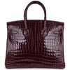 Hermès Birkin 35 Bordeaux Lisse Crocodile Porosus White 18K Gold, Diamonds