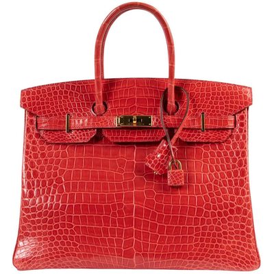 Hermès Birkin 35 Bougainvillier Lisse Crocodile Porosus GHW