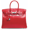 Hermès Birkin 35 Geranium Lisse Crocodile Porosus White 18K Gold, Diamonds