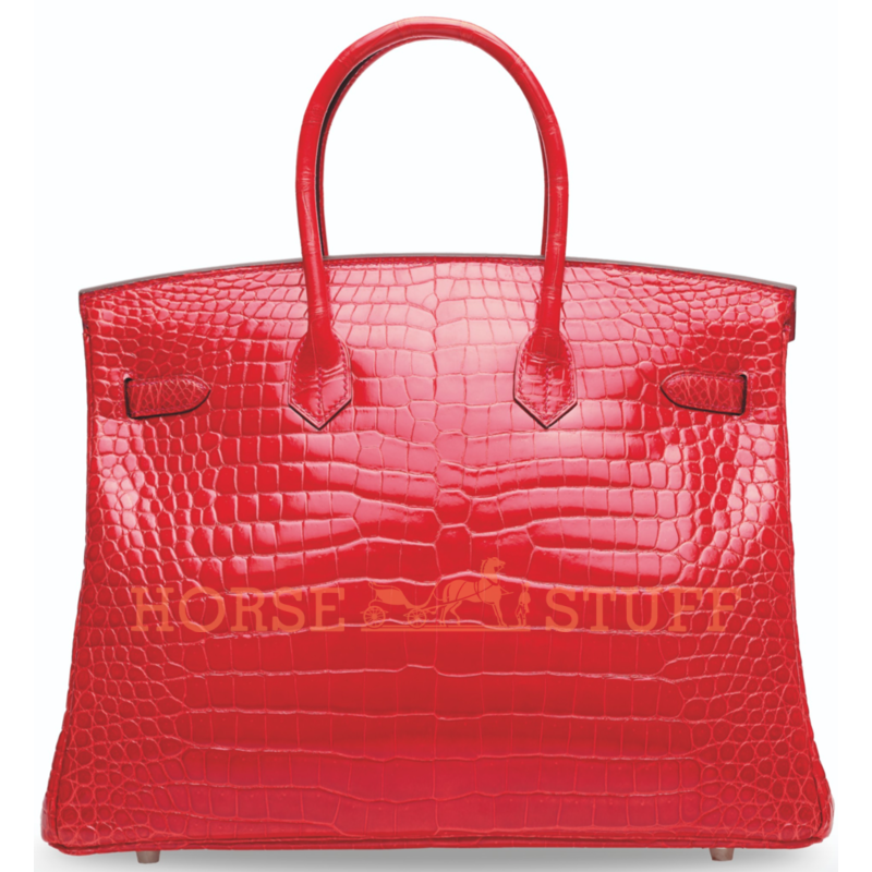 Hermès Birkin 35 Geranium Lisse Crocodile Porosus White 18K Gold, Diamonds