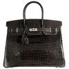 Hermès Birkin 35 Graphite Lisse Crocodile Porosus PHW