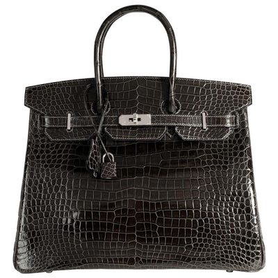 Hermès Birkin 35 Graphite Lisse Crocodile Porosus PHW