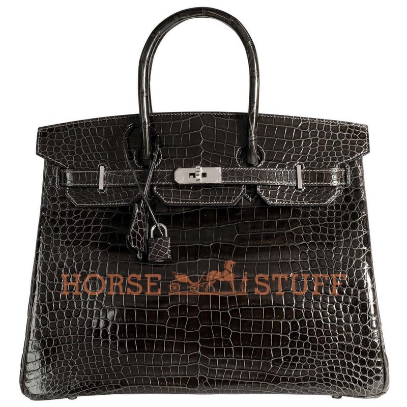 Hermès Birkin 35 Graphite Lisse Crocodile Porosus PHW