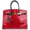 Hermès Birkin 35 Special Order HSS Braise / Black Lisse Crocodile Porosus GHW