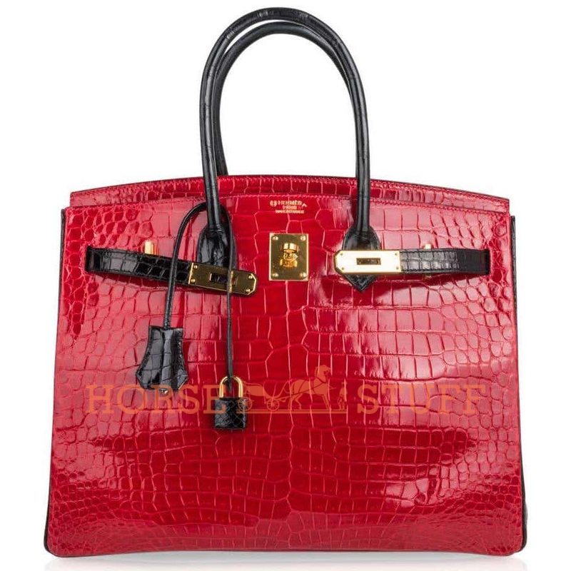 Hermès Birkin 35 Special Order HSS Braise / Black Lisse Crocodile Porosus GHW